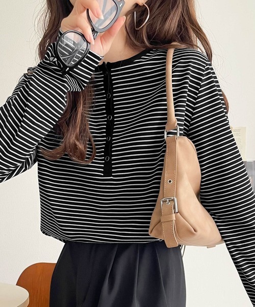 日本🇯🇵連線 Classical Elf 絲光圓點鈕扣亨利領長袖T 絲光材質 亨利領 休閒 長袖 打底 6色(任買兩件711免運)/預購