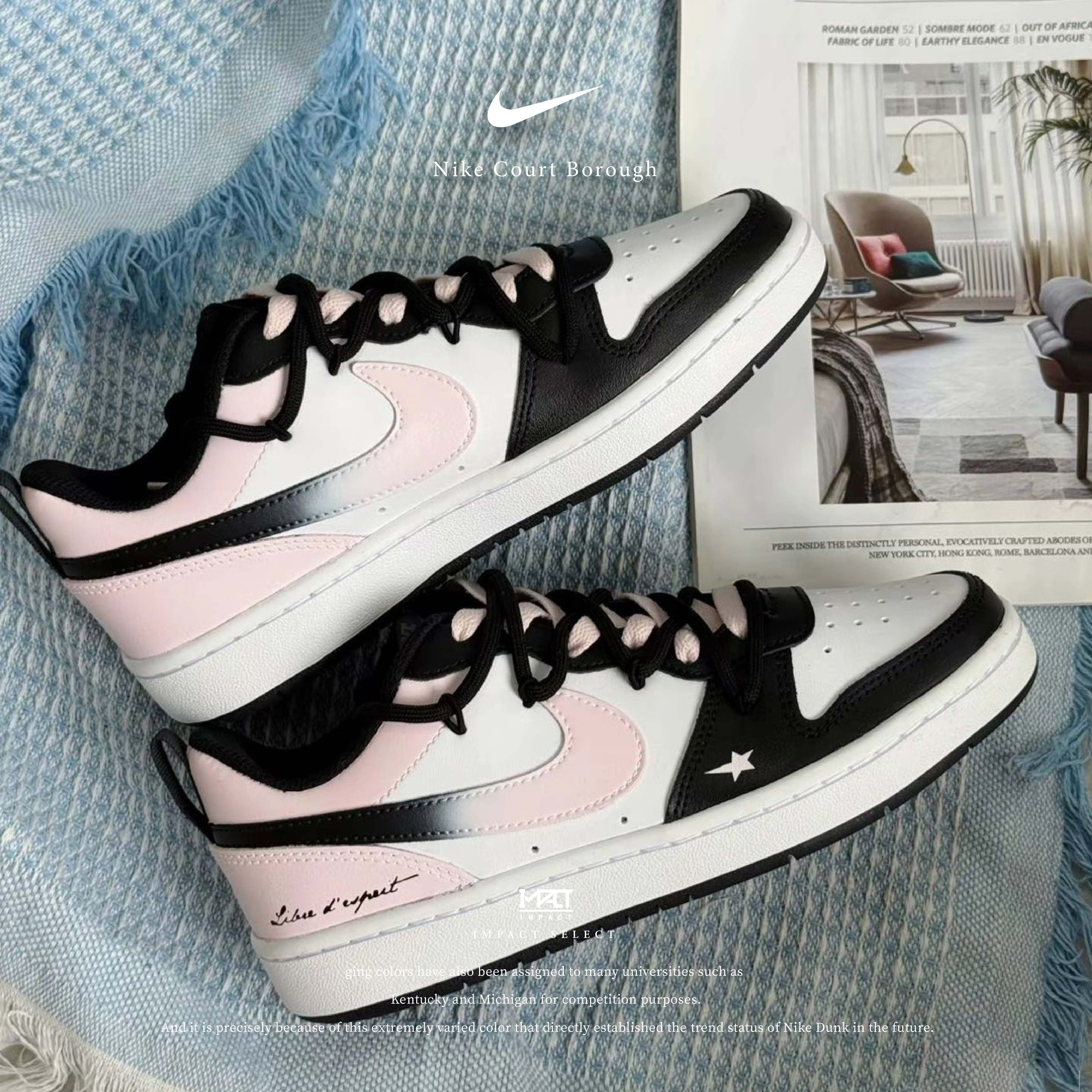 【訂製款】Nike Court Borough 黑粉幻變 BLINK配色 漸層 星星