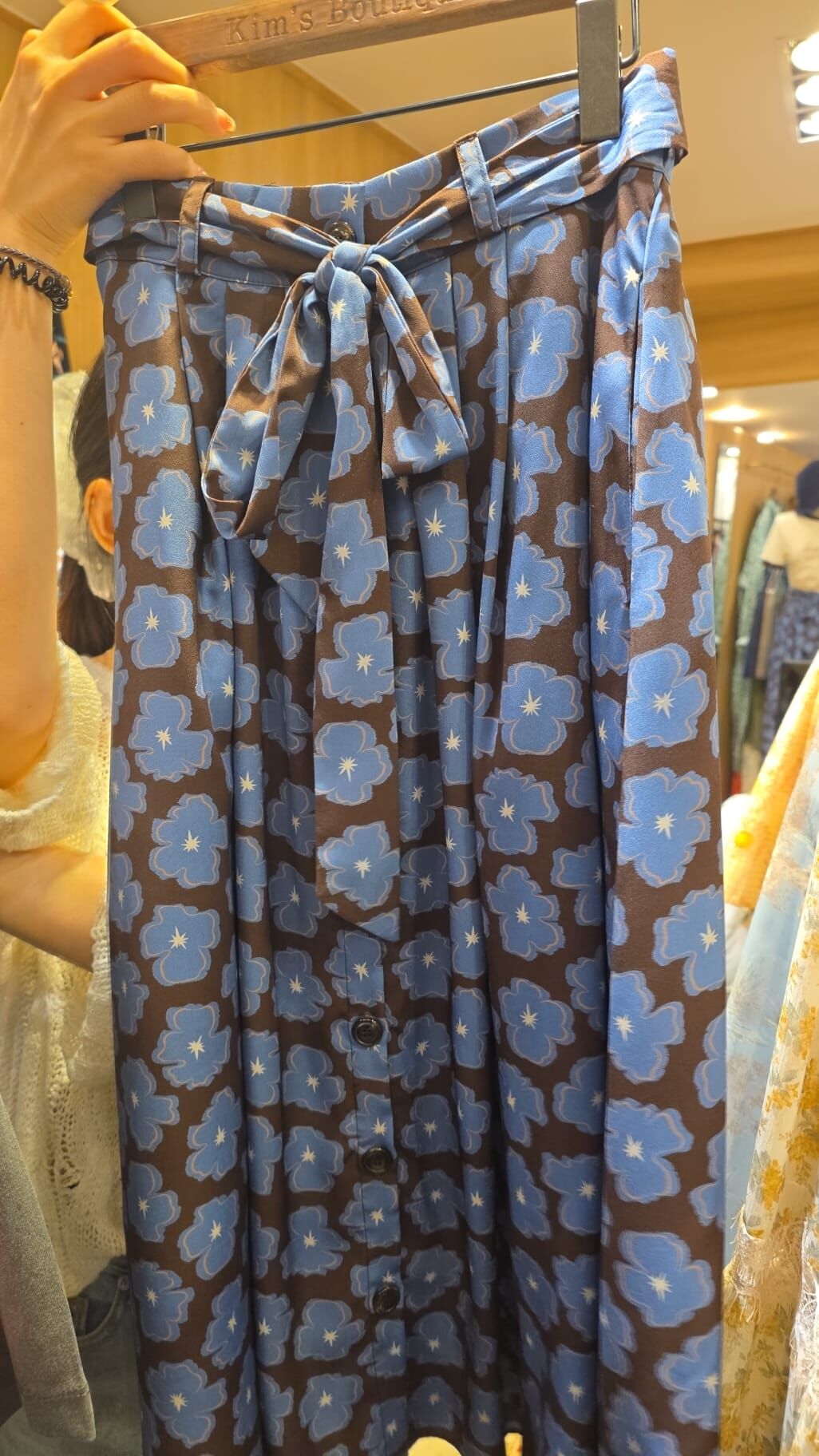 KM5025 蝴蝶結花花飄逸半身裙