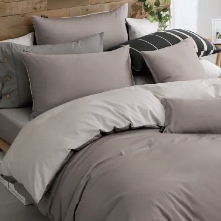 300織長絨棉床包兩用被組 | 栗灰 x 淺米灰