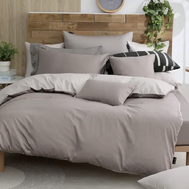300織長絨棉兩用被 | 栗灰 x 淺米灰