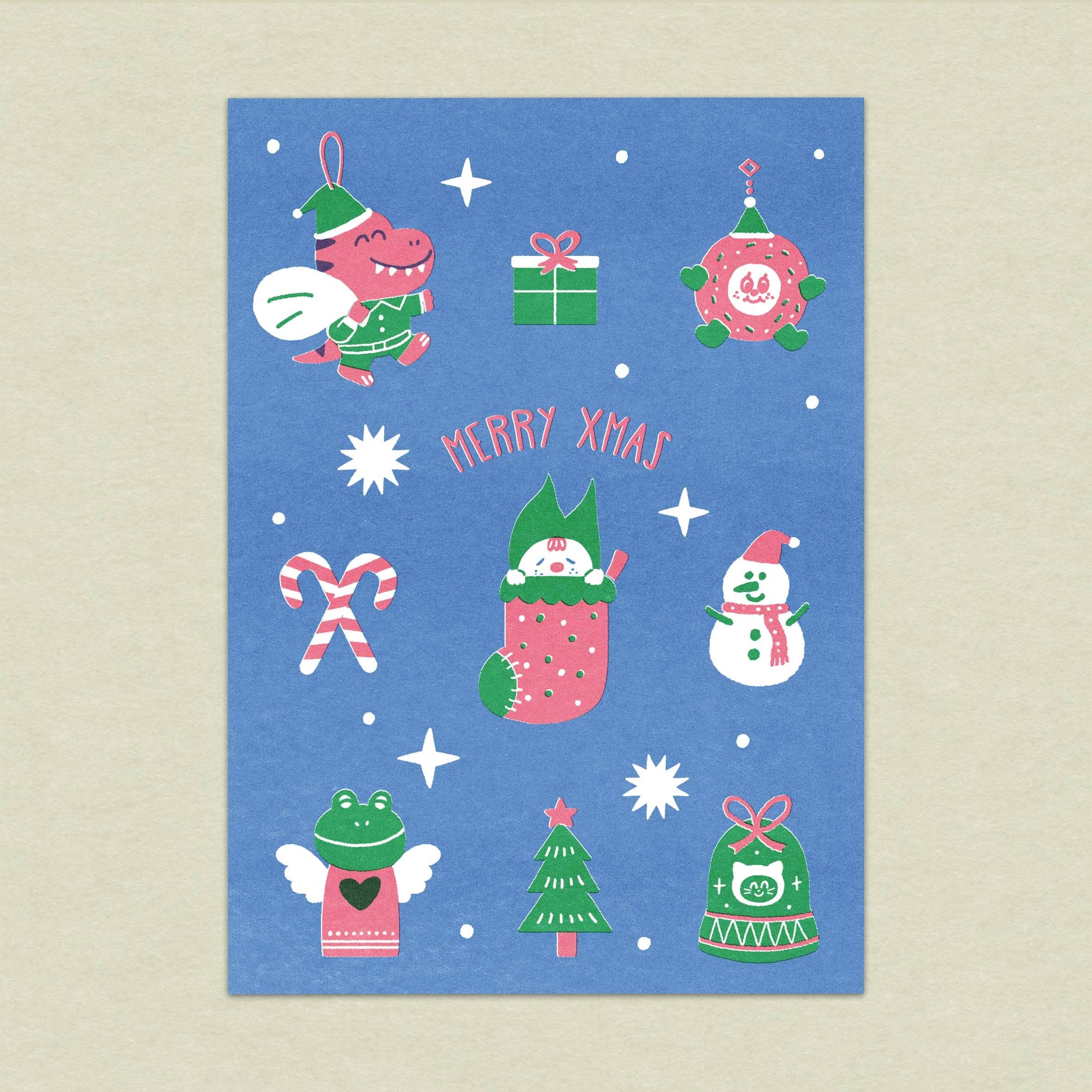 咚東聖誕PARTY/孔版印刷明信片