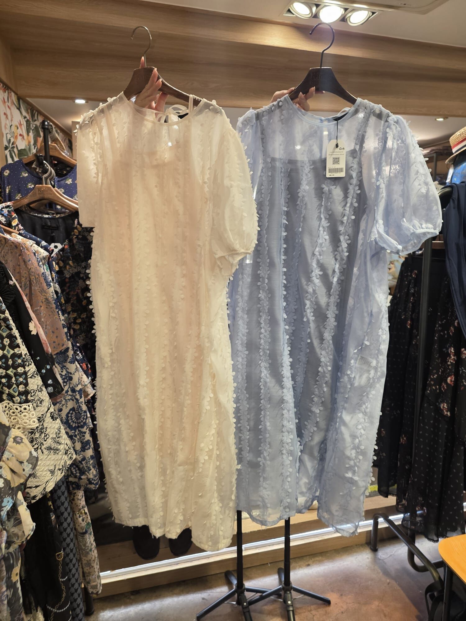 KM5035 立體蘇蘇泡泡袖連身裙（附打底裙）