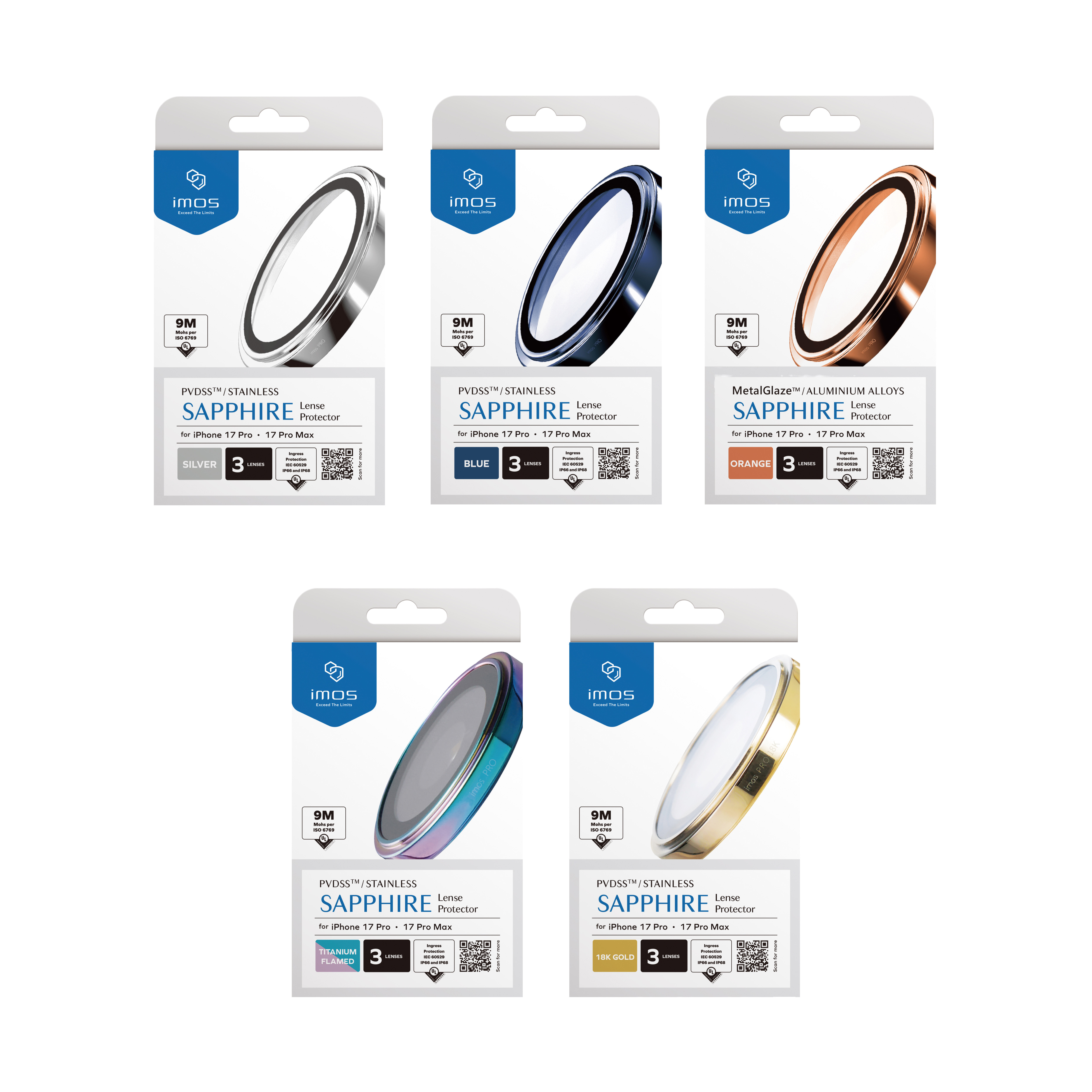 IMOS iPhone 17 Pro Max / 17 Pro 藍寶石鏡頭保護貼