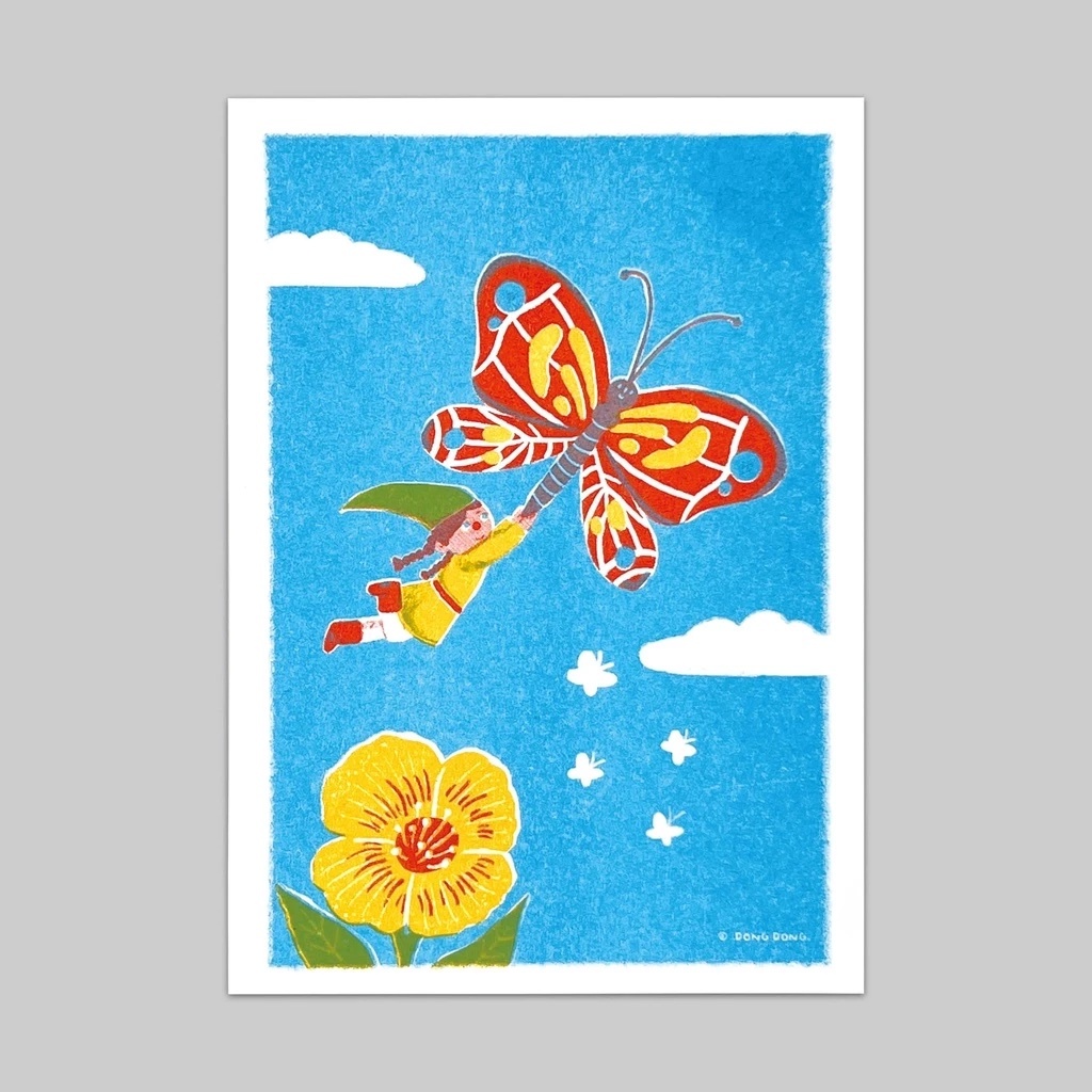 地精蝴蝶/地精小家族系列/復古孔版印刷明信片