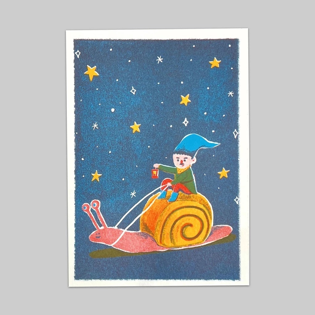 地精蝸牛/地精小家族系列/復古孔版印刷明信片