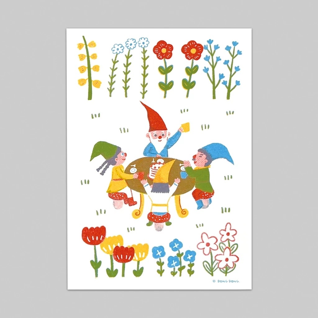 地精下午茶/地精小家族系列/復古孔版印刷明信片