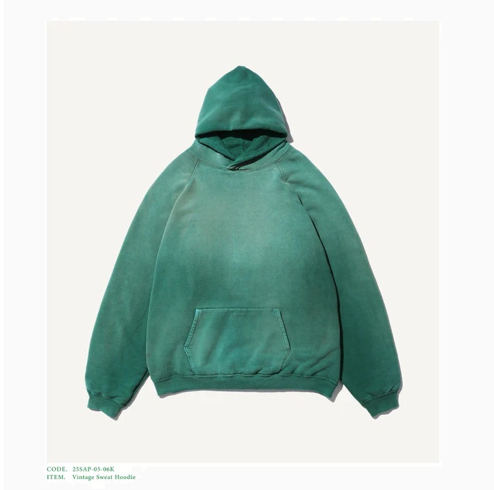 10/16 RE-STOCK: A.PRESSE 2025 VINTAGE SWEAT HOODIE (25SAP-05-06K) - GREEN PRE ORDER ITEM (預訂中)