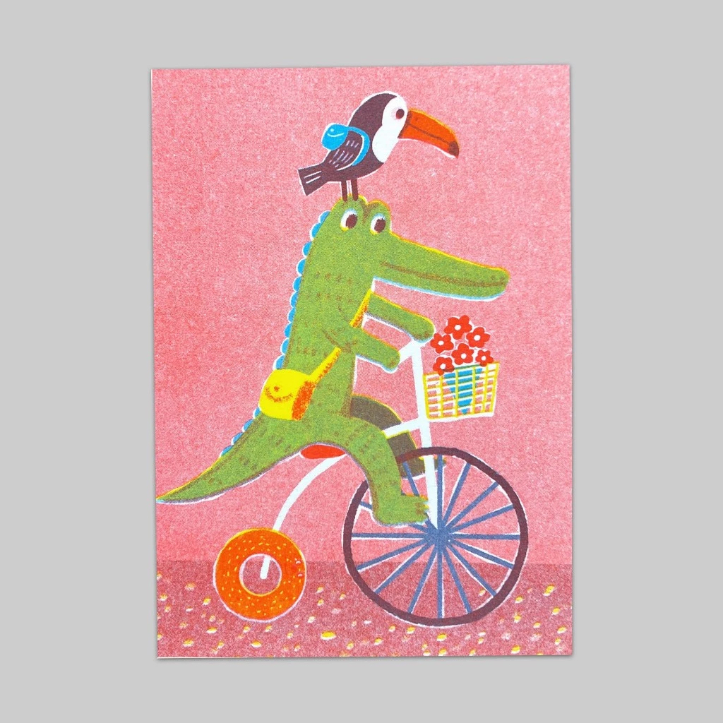 鱷魚郵差/甜甜圈腳踏車/孔版印刷明信片