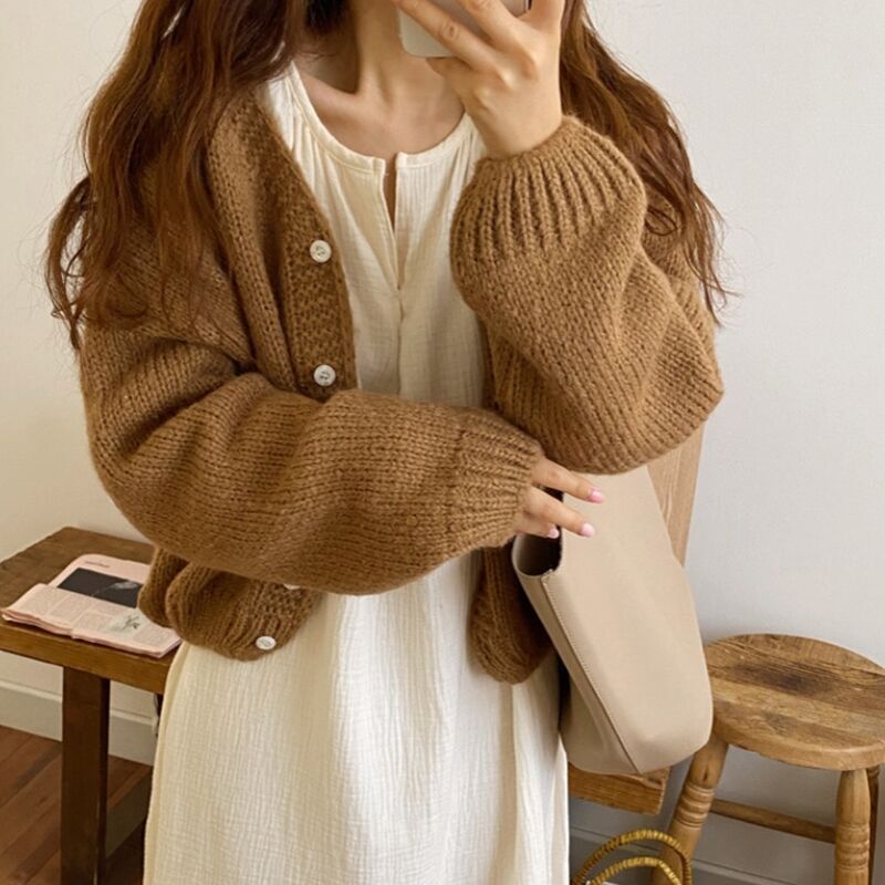 Korean Chic Knit Cardigan in Relaxed Style