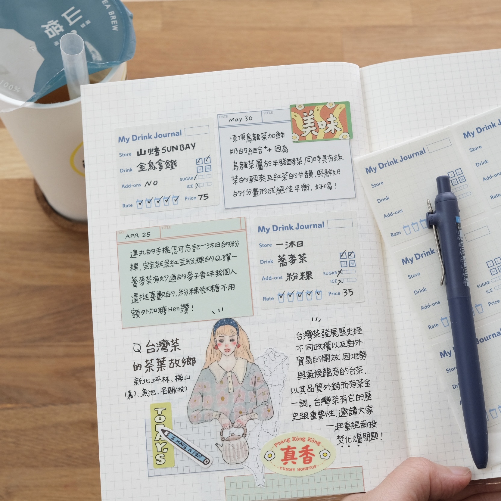 飲料紀錄 模造標籤貼紙｜一分之一工作室 臺灣