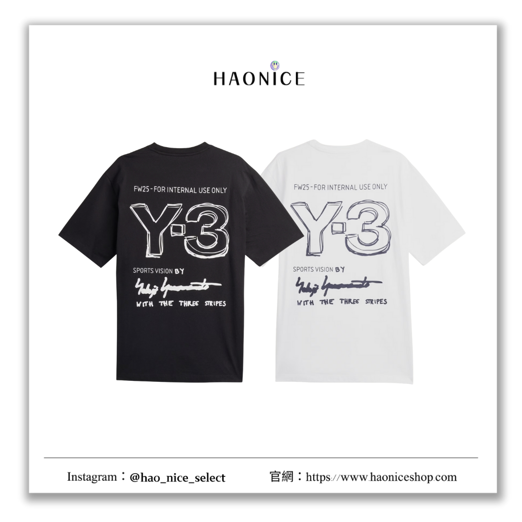 【HAO NICE】100%正品 ADIDAS 德國潮牌🇩🇪 山本耀司✨塗鴉風Y-3標誌圓領短袖 短T