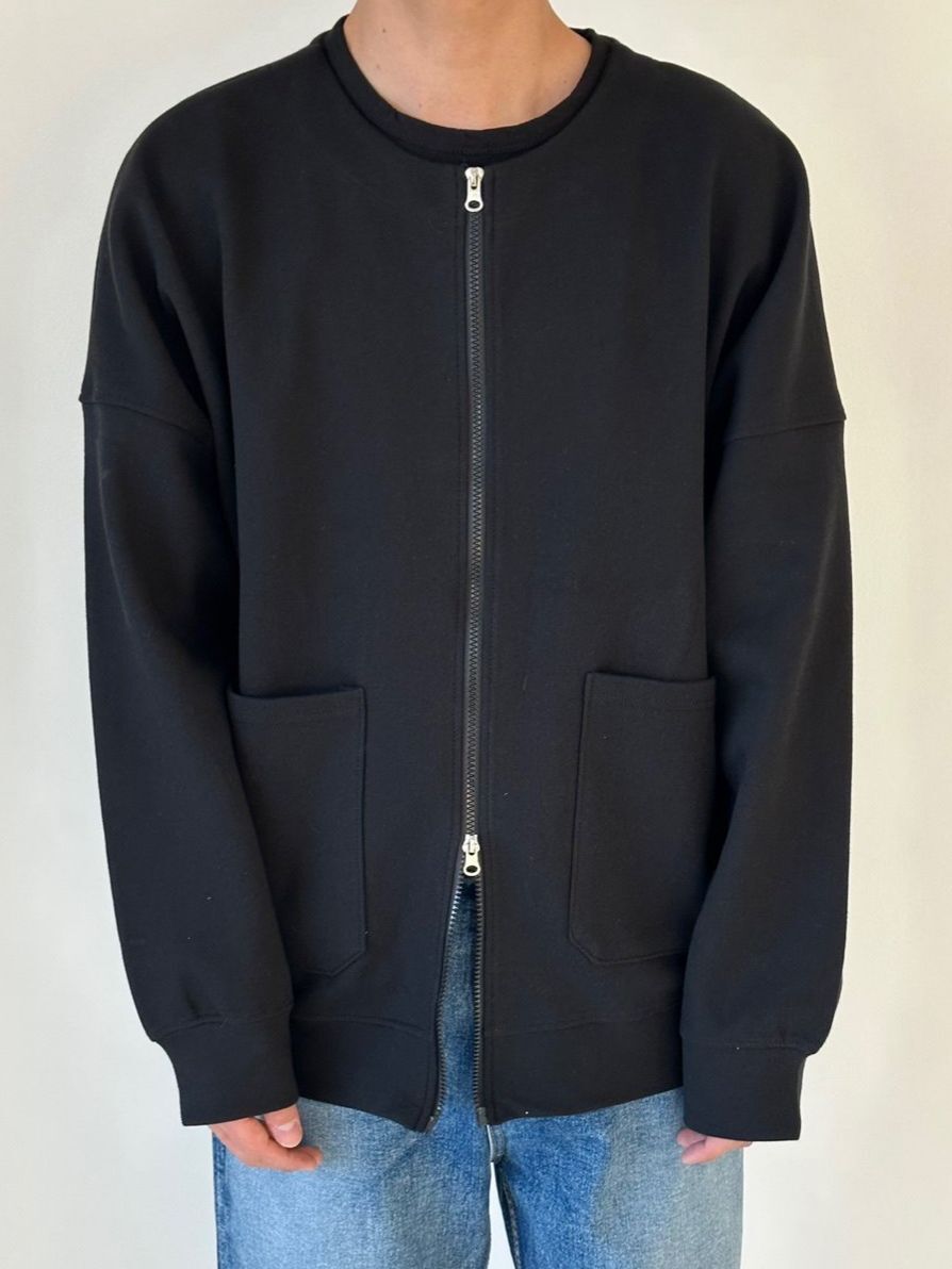 淨色圓領拉鍊外套(薄抓毛底) LANE-066JK