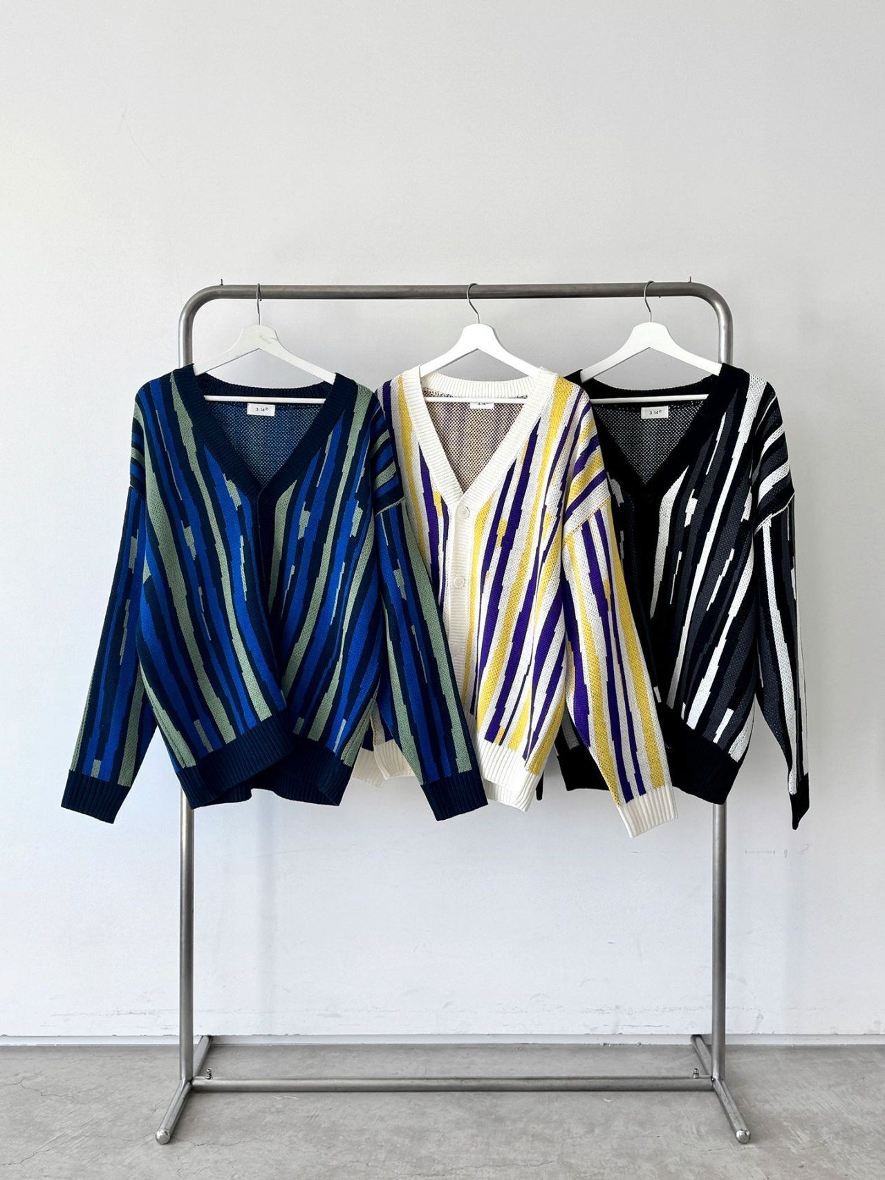 直紋開胸針織外套 3.14-084JK