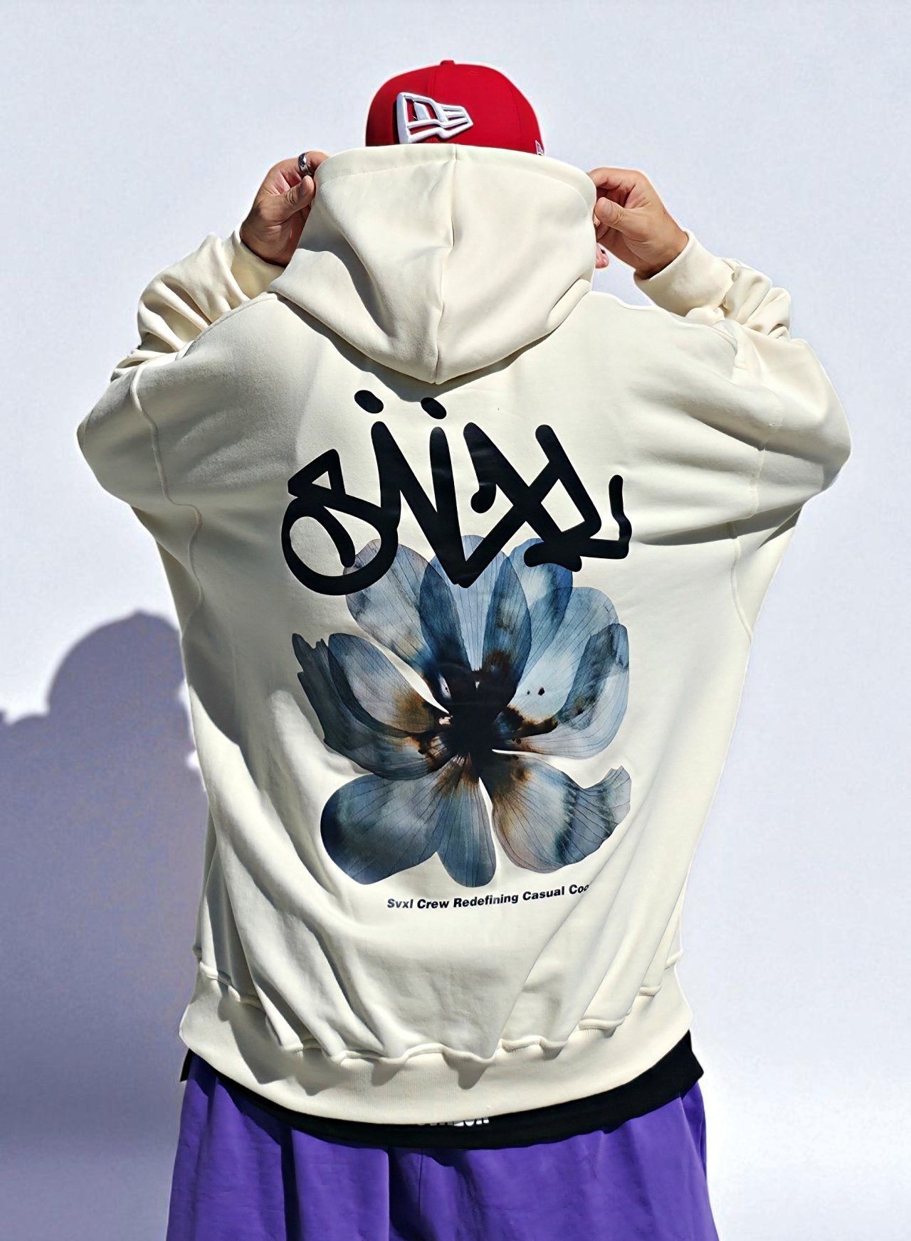 OverSize英文字圖案連帽衛衣 SVXL-083T