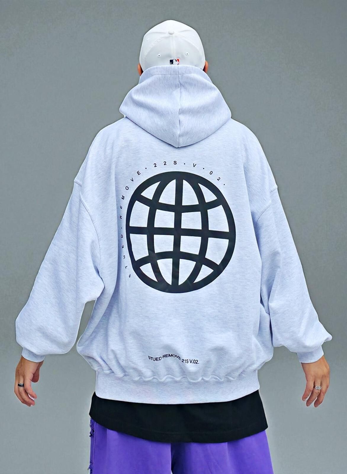 OverSize英文字圖案連帽衛衣 SVXL-084T