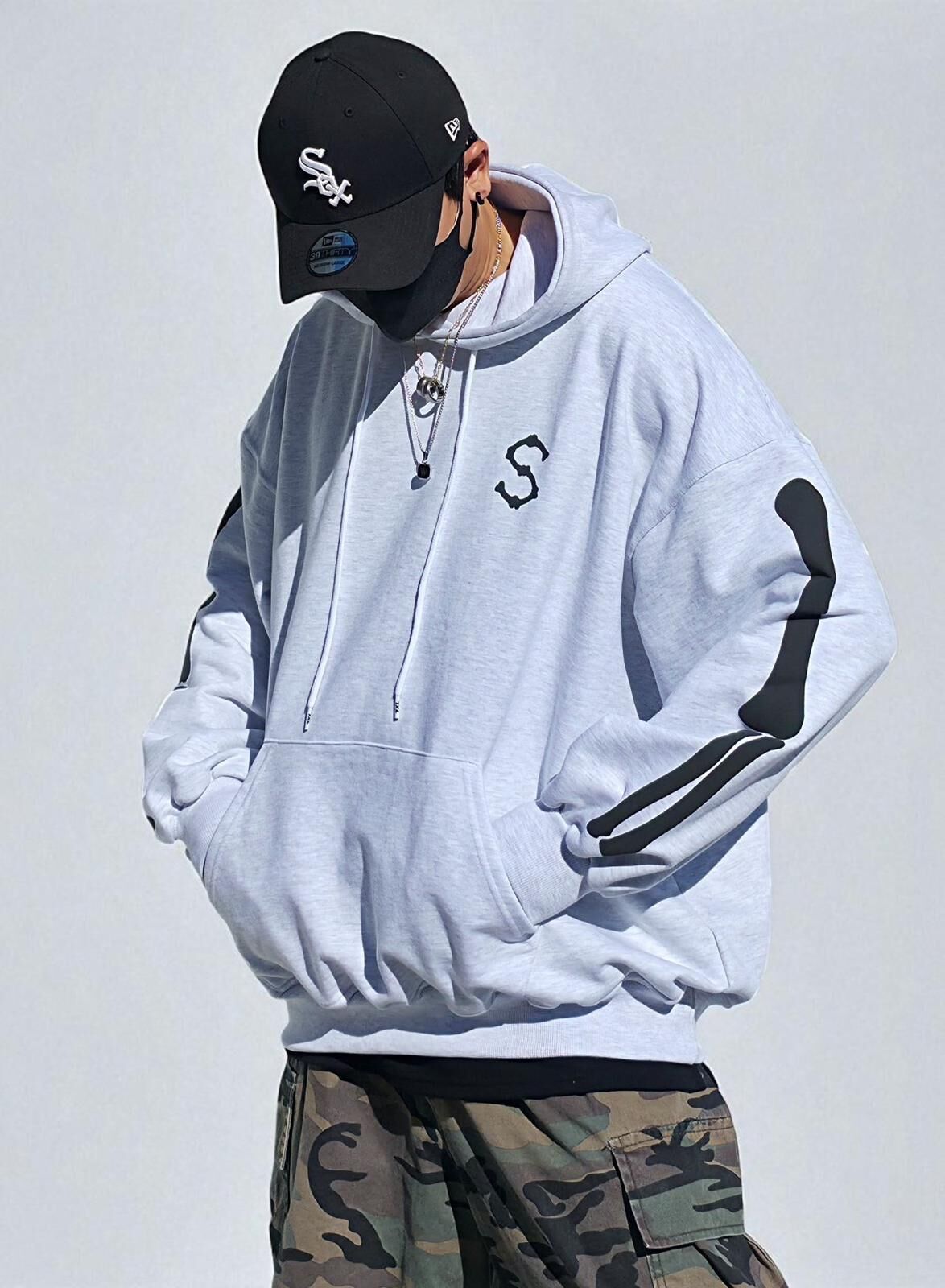 OverSize英文字圖案連帽衛衣 SVXL-086T