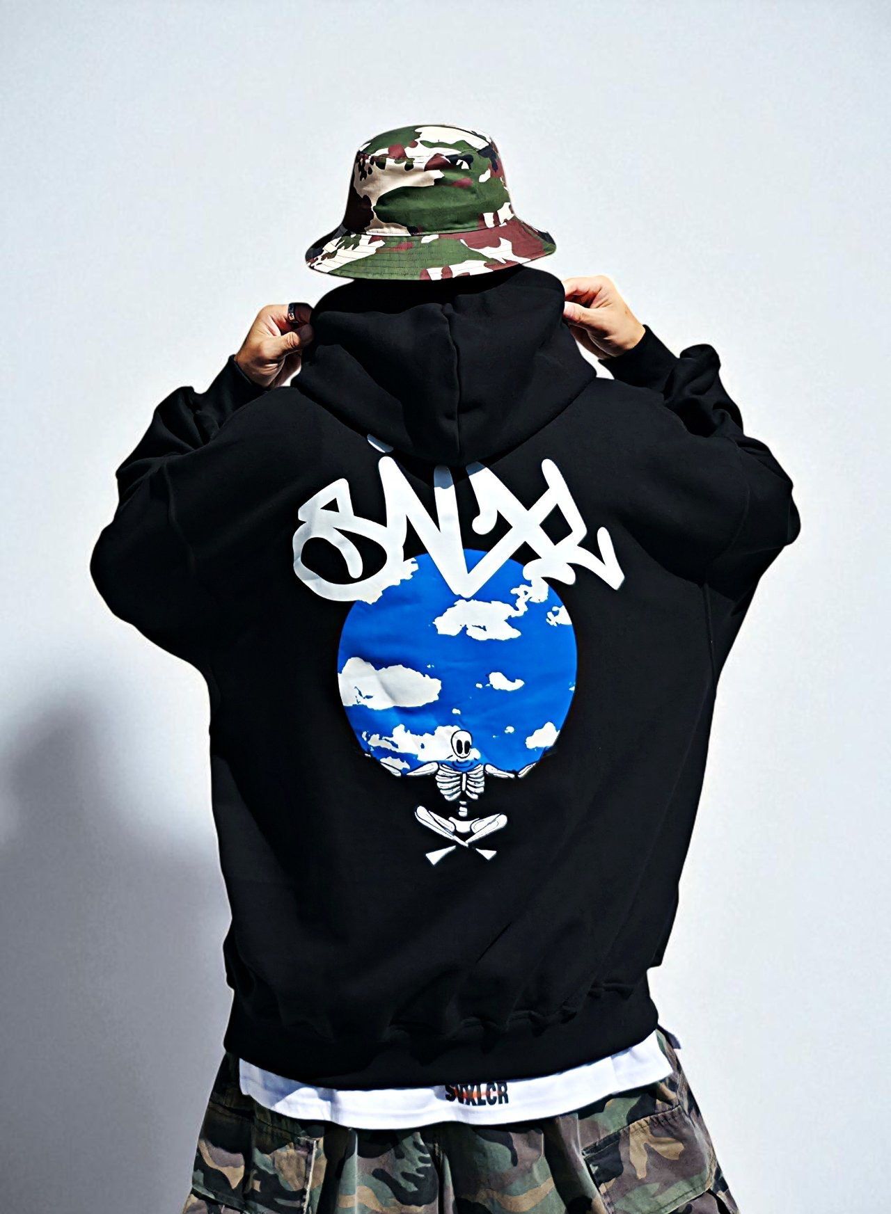 OverSize英文字圖案連帽衛衣 SVXL-088T