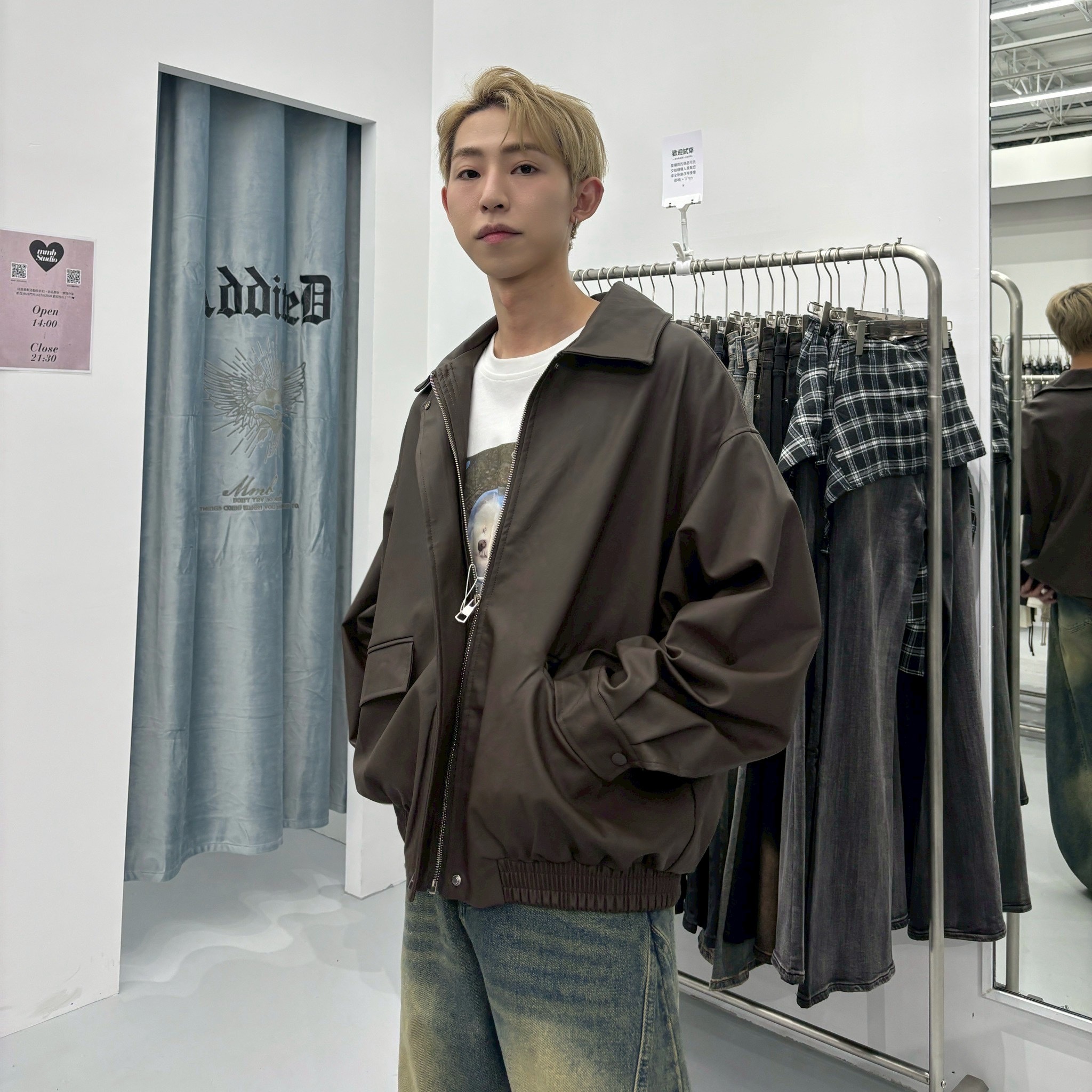 被帥暈長版男女可穿皮外套