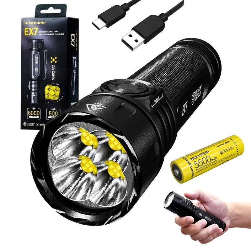 Nitecore EX7 4核20芯6000lm 500米21700 USB-C充電LED 磁吸電筒【9月