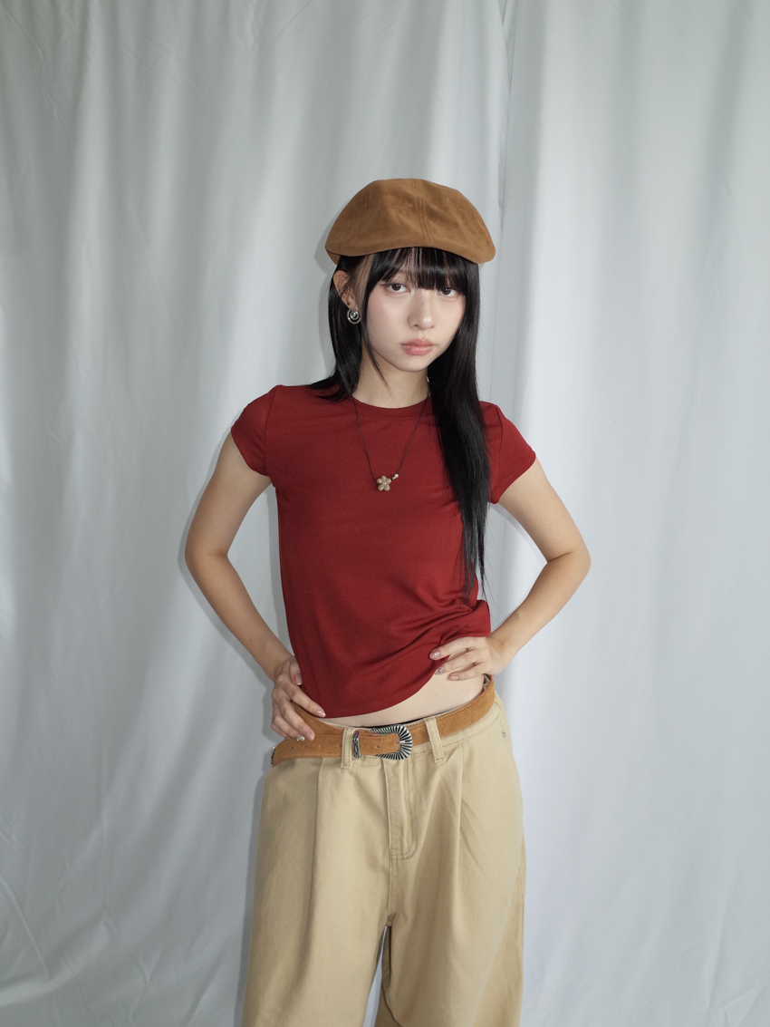 western-style radiating motif engraved suede belt