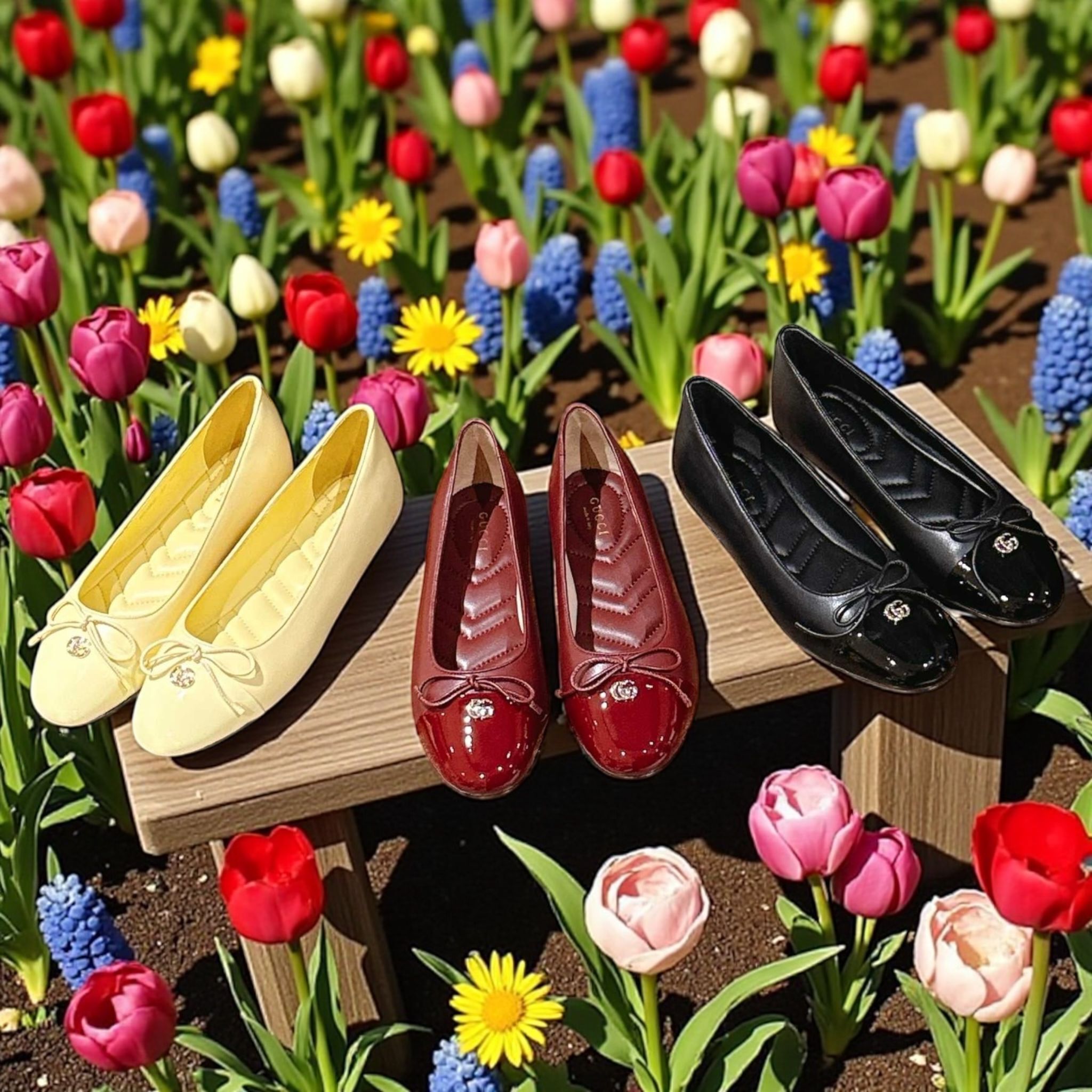 GUCCI 蝴蝶結雙G扣芭蕾舞鞋