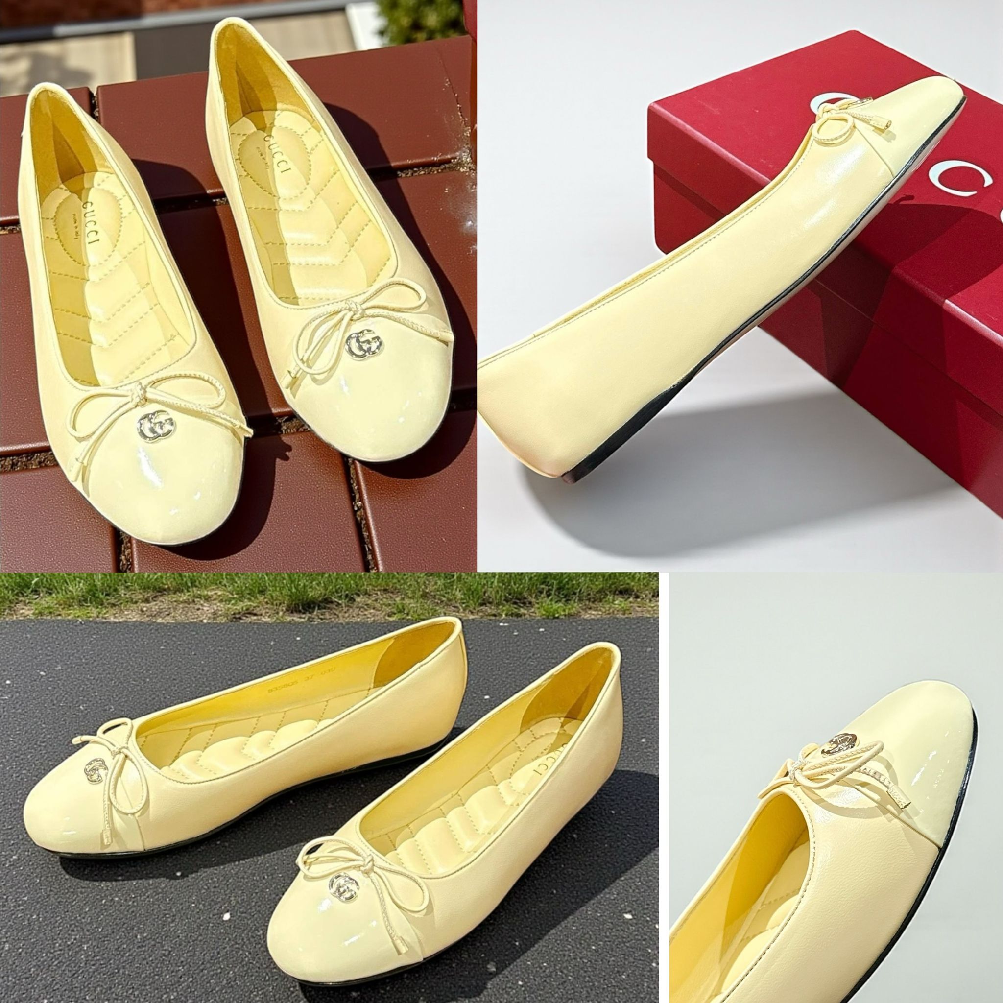 GUCCI 蝴蝶結雙G扣芭蕾舞鞋