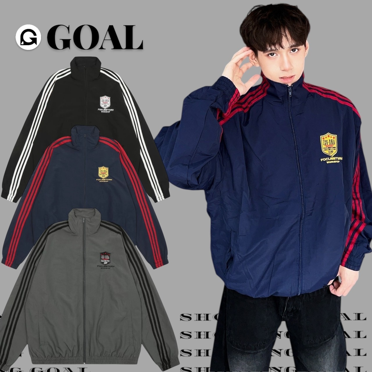 (GOAL) 美式復古 衝鋒外套 風衣 男女款 75158