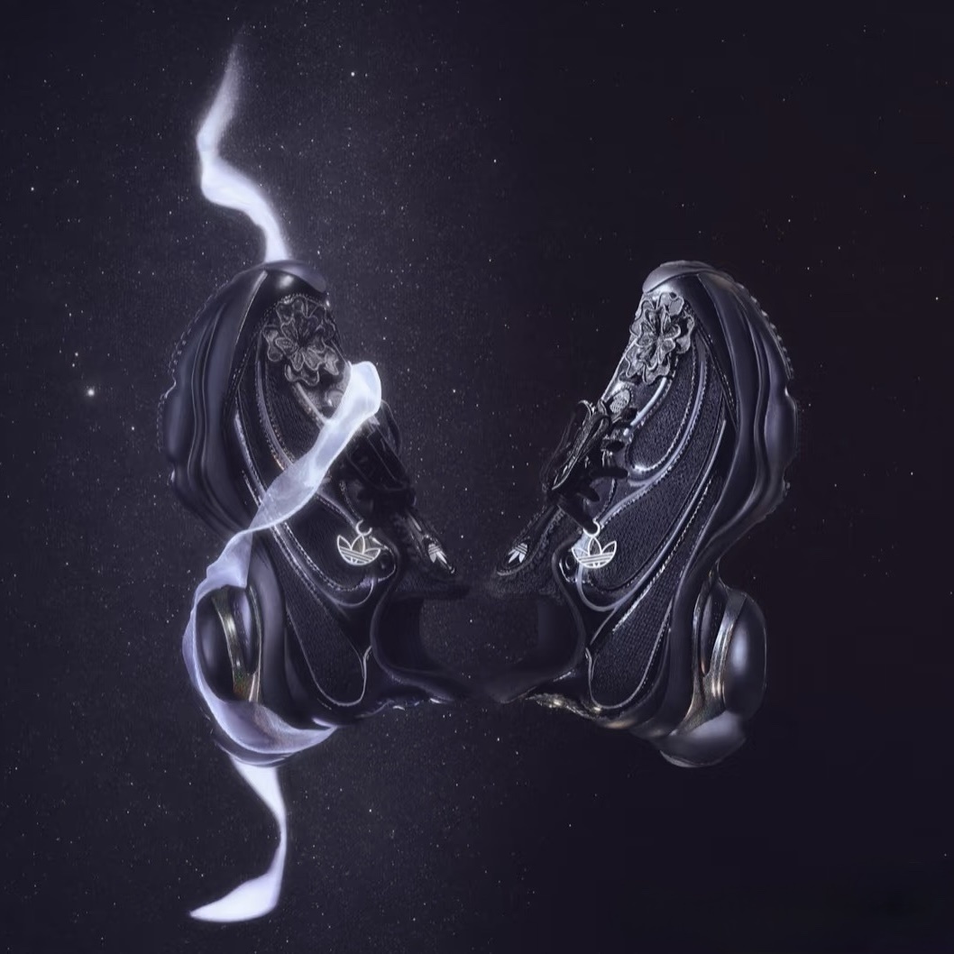 adidas Originals Ozvenuz 浮蝶鞋 全黑 黑武士 亮皮 雕花 蕾絲 復古 慢跑鞋 老爹鞋 HQ2677 宋雨琦同款