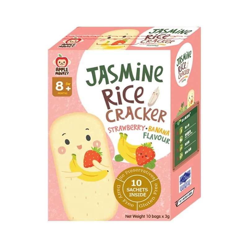 【Apple Monkey】愛啵寶寶 茉莉香米餅 草莓香蕉(30g)