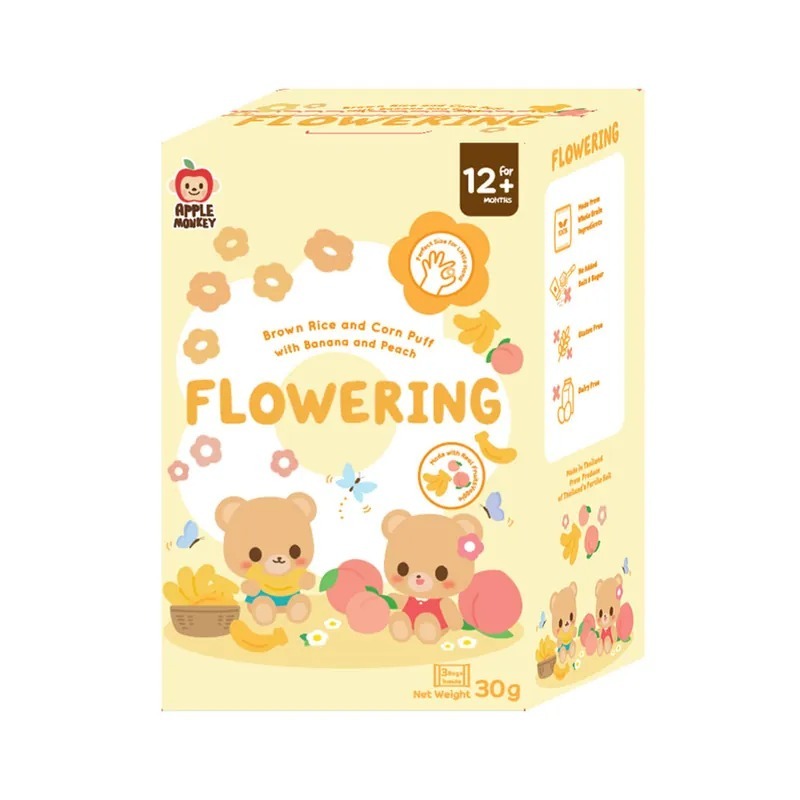 【Apple Monkey】愛啵寶寶 茉莉糙米 花花餅 蜜桃香蕉(30g)