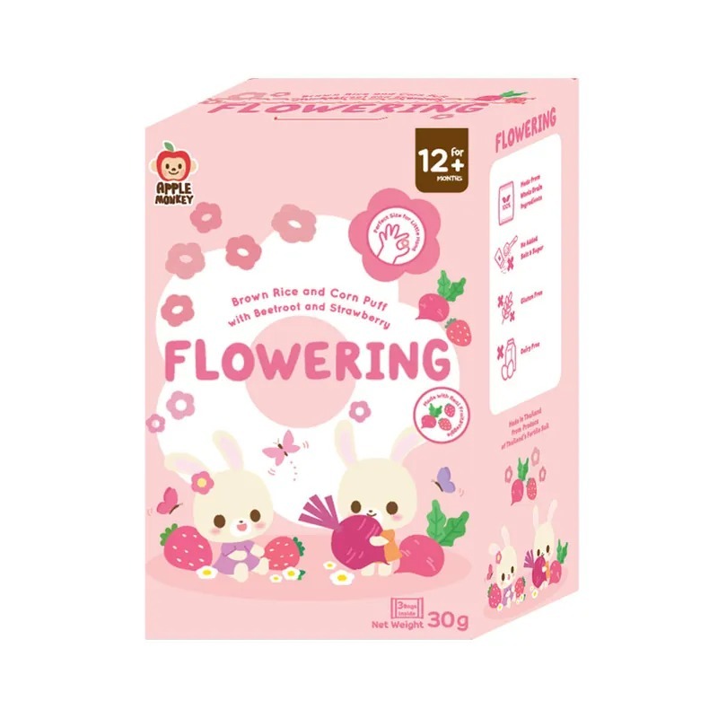 【Apple Monkey】愛啵寶寶 茉莉糙米 花花餅 草莓甜菜(30g)