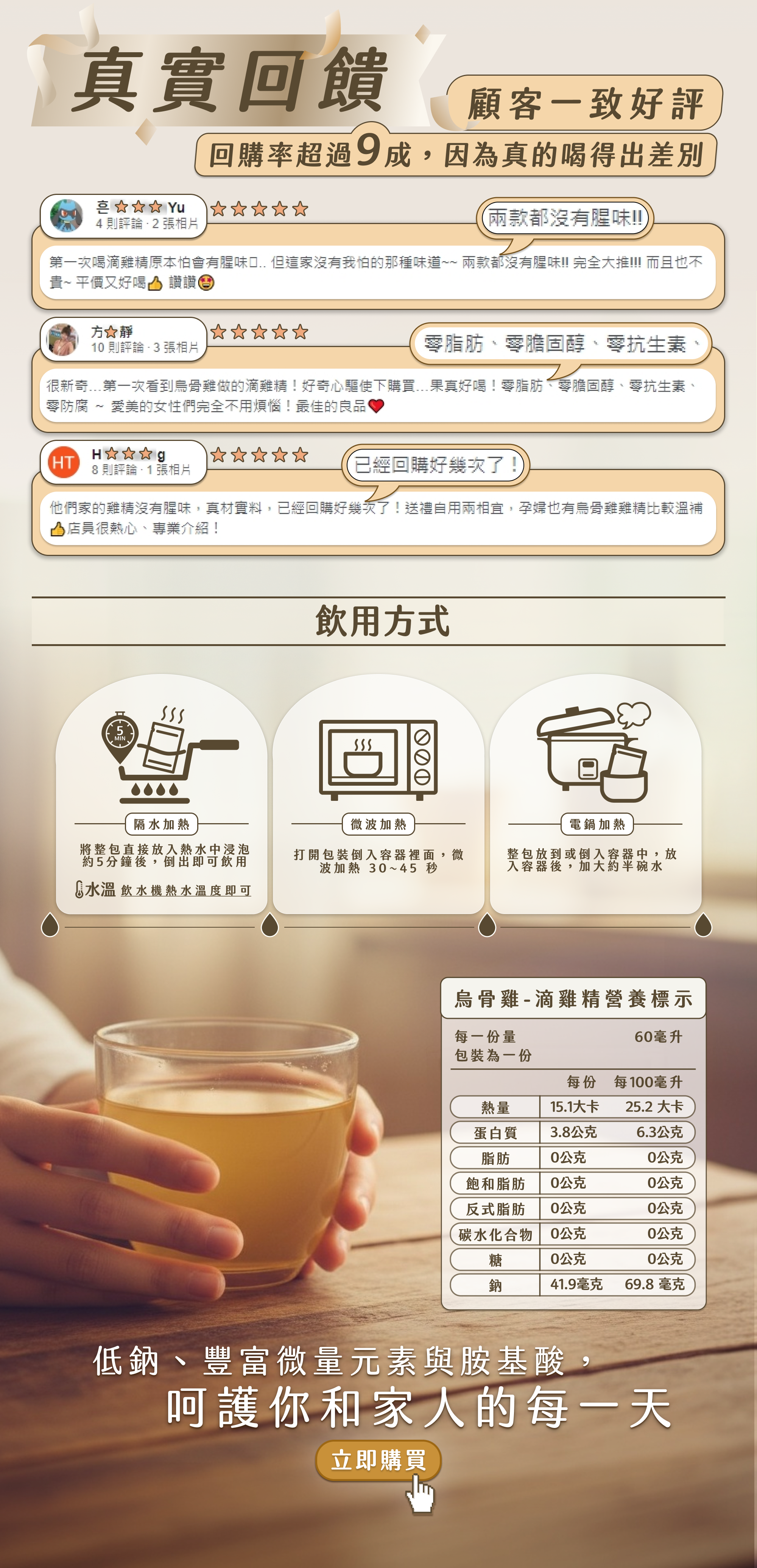 烏骨雞滴雞精飲用方式與營養標示