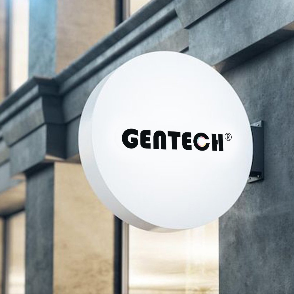 白色圓形廣告招牌