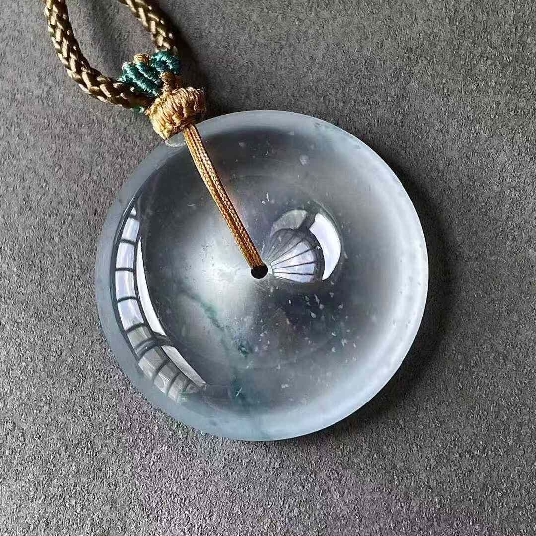 翡翠玻璃種飄花平安扣吊墜 (26.3mm直徑),天然翡翠A玉, 緬甸玉, Jade, Jadeite