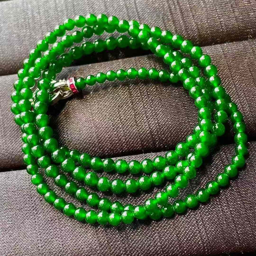975539 翡翠冰帝王綠珠鏈 (3.6mm直徑)