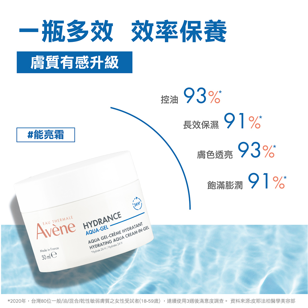 Avene雅漾24H保濕水凝霜(能亮霜) 缺水肌膚 推薦保濕乳液