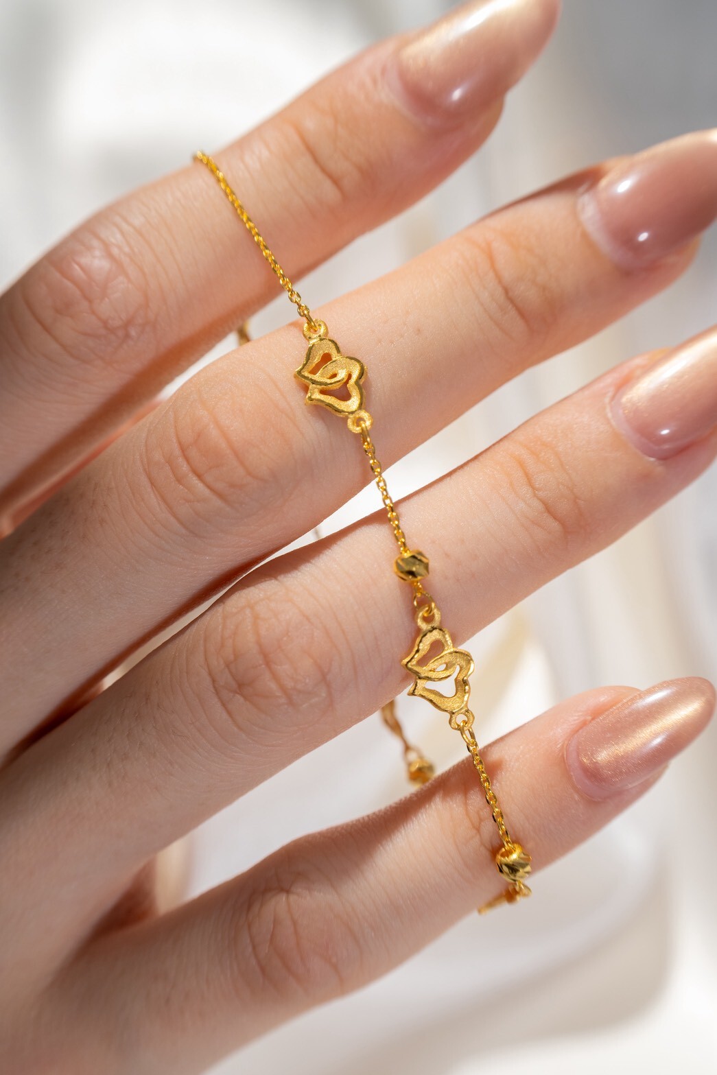 雙心相依 · 純金手鍊