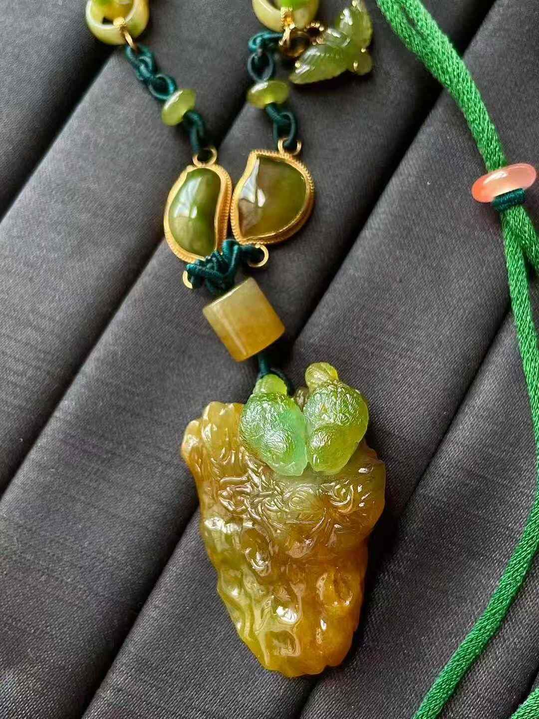 翡翠黃加綠比翼雙飛,天然翡翠A玉, 緬甸玉, Jade, Jadeite