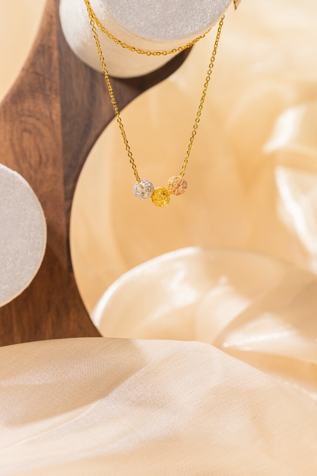 日月星辰三色金項鍊