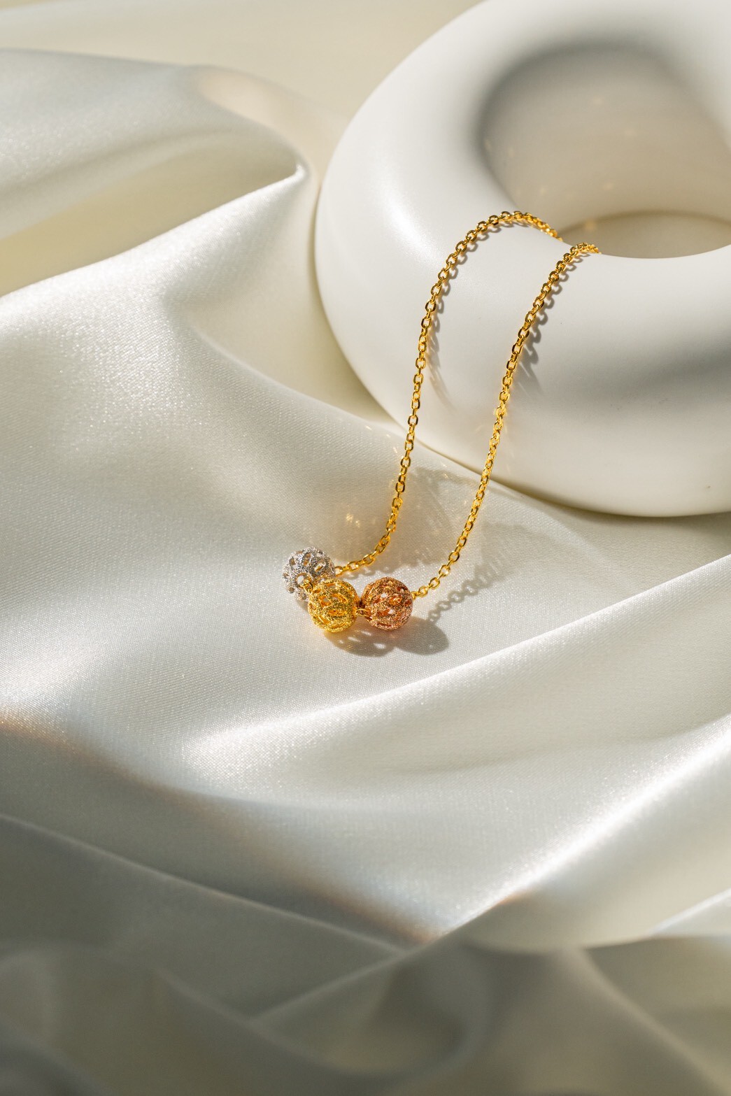 日月星辰三色金項鍊