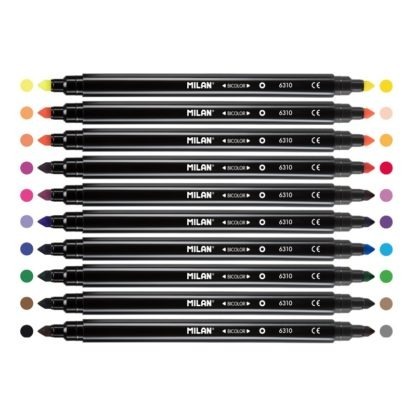 MILAN兒童可水洗雙頭彩色筆_細筆桿10支20色