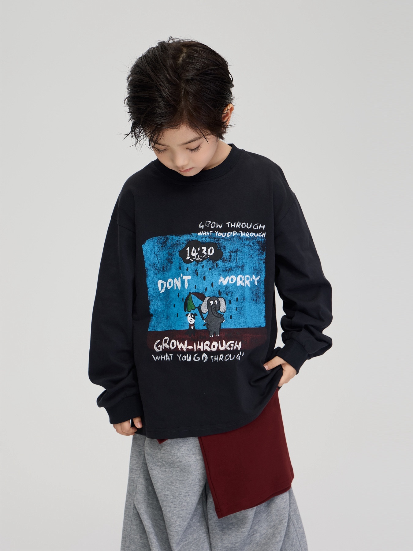 純棉小象藍黑色上衣