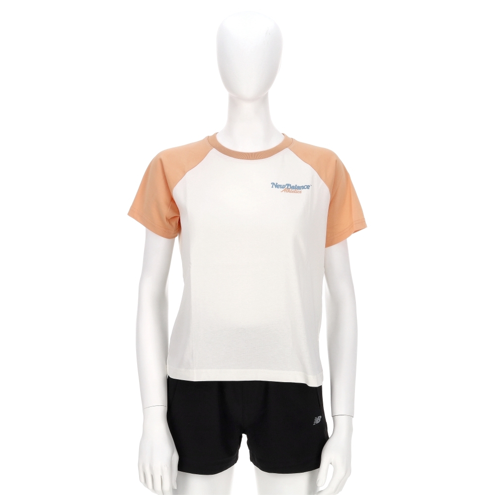 New Balance Sds 女款 白橘色 NB 亞規 拼接 撞色 短袖 AWT53317DDO