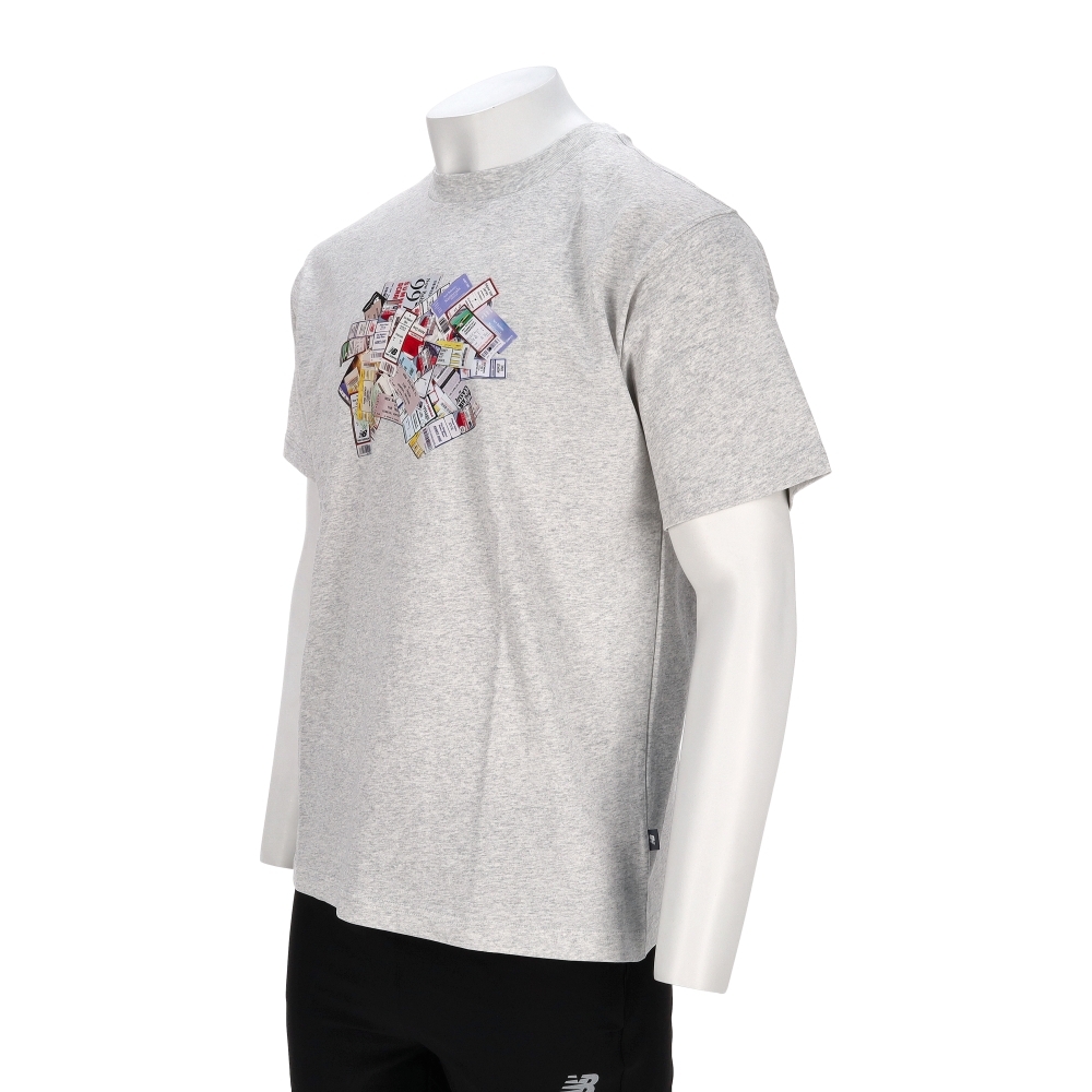 New Balance 男款 灰色 NB 美規 圖案 印花 休閒 短袖 MT53905AHH