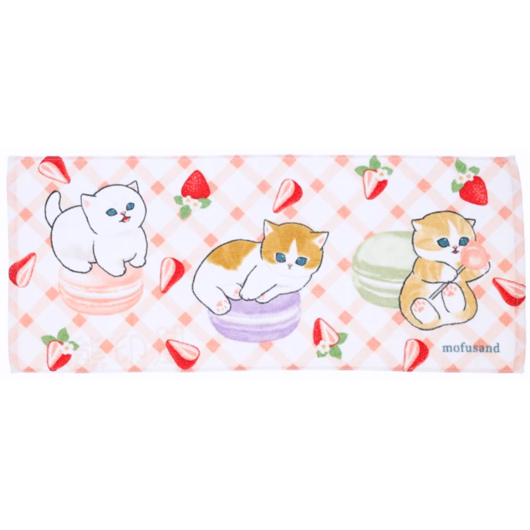 Mofusand馬卡龍草莓100%棉長毛巾