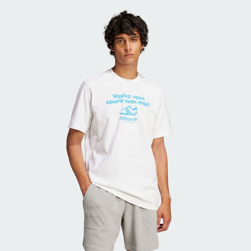 ADIDAS 短T GRFX TEE 白藍 休閒 棉質 短袖 男 JC8365