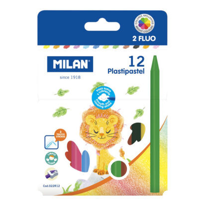 MILAN 口袋型無毒不沾手蠟筆(12色)