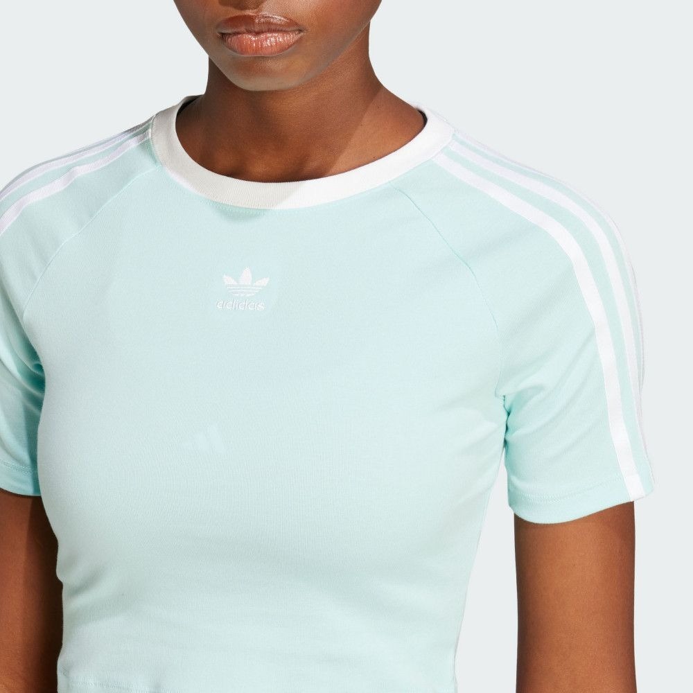 ADIDAS 短T 3-STRIPES BABY TEE 薄荷綠 三線 短版 短袖 女 JD0306