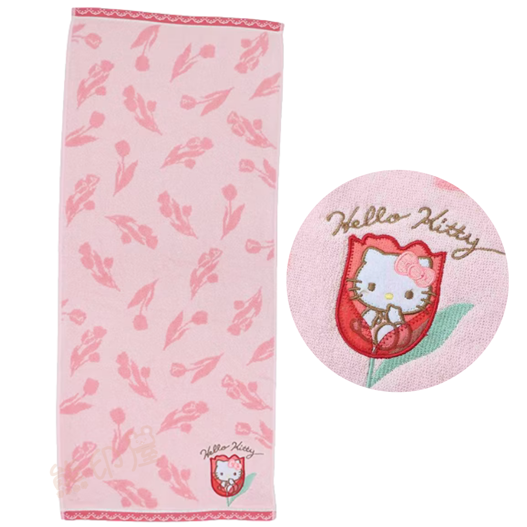 Hello Kitty鬱金香100%棉長毛巾
